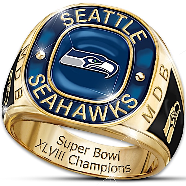 Ring: Seattle Seahawks Super Bowl Champions Commemorative Fan Personalized Ring - Personalized Jewelry