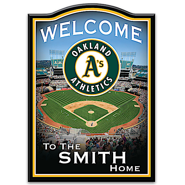 Welcome Sign: Oakland Athletics Personalized Family Welcome Sign
