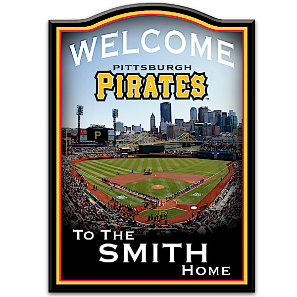 MLB Pittsburgh Pirates Personalized Wall-Hanging Wooden Welcome Sign