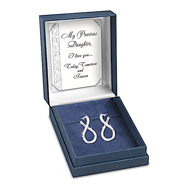 Forever My Daughter Engraved Earrings With 12 Diamonds