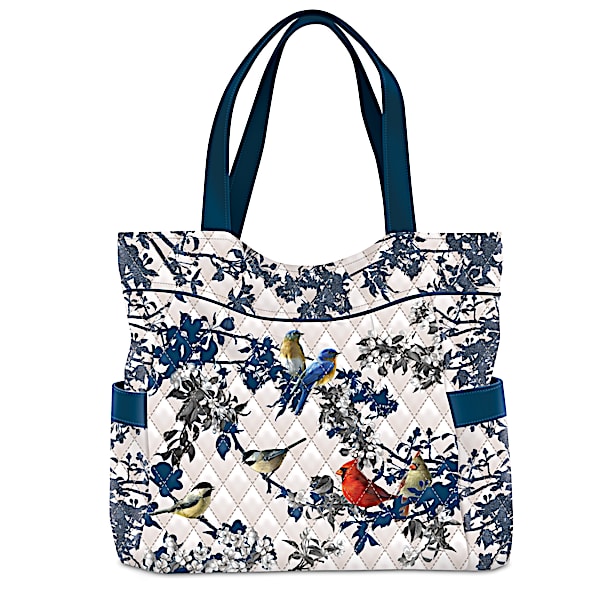 Songs Of Spring Quilted Tote Bag Featuring James Hautman Songbird Art