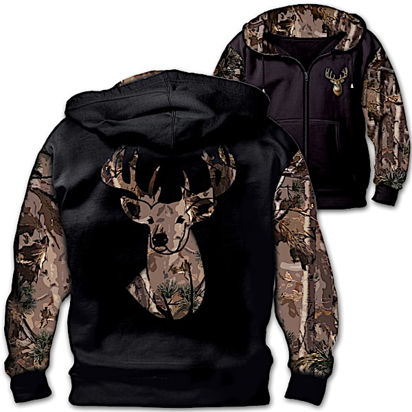 10-Point Buck Men's Zip Up Camo Hoodie