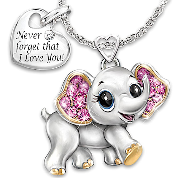 Granddaughter, Never Forget I Love You Engraved Crystal Pendant Necklace