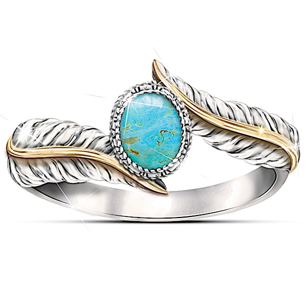 Free Spirit Genuine Turquoise Cabochon Sterling Silver Women's Ring