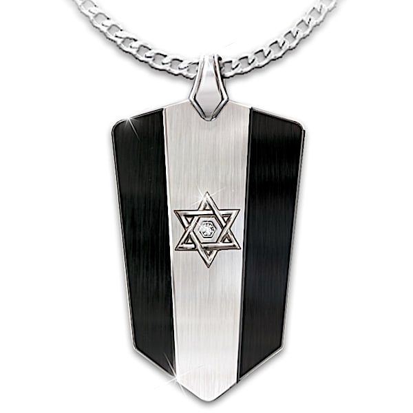 Star Of David Personalized Diamond Men's Pendant Necklace - Personalized Jewelry