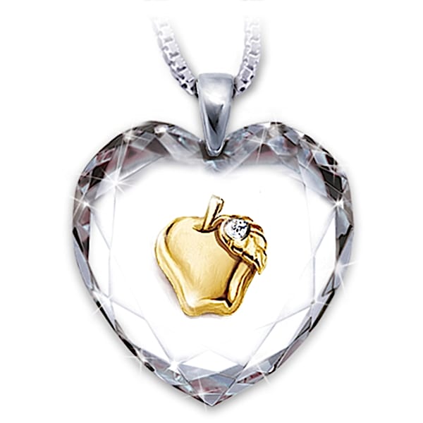 Heart Of A Teacher Heart-Shaped Crystal Pendant Necklace