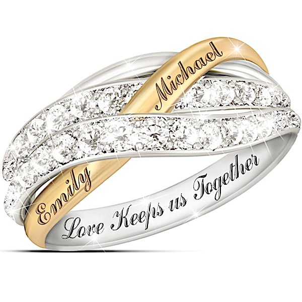 Together In Love Personalized White Diamonds Women's Ring - Personalized Jewelry