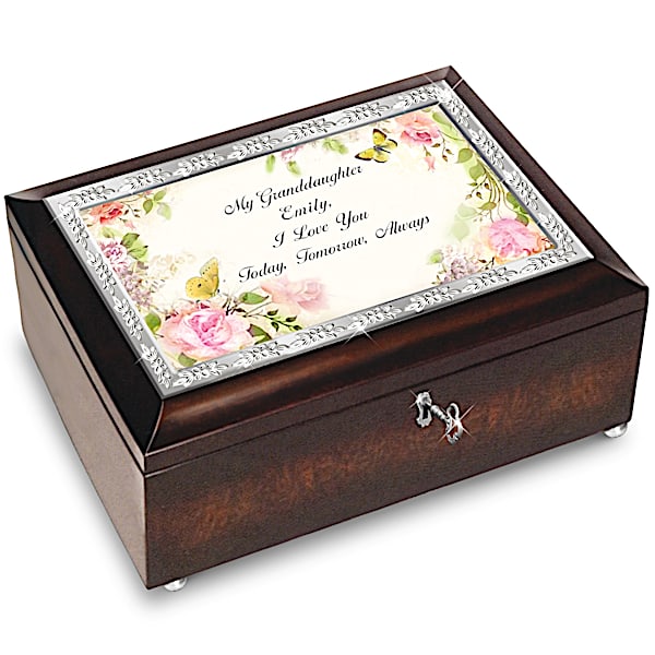 "Granddaughter, I Love You Always" Music Box with Personalized Sentiment