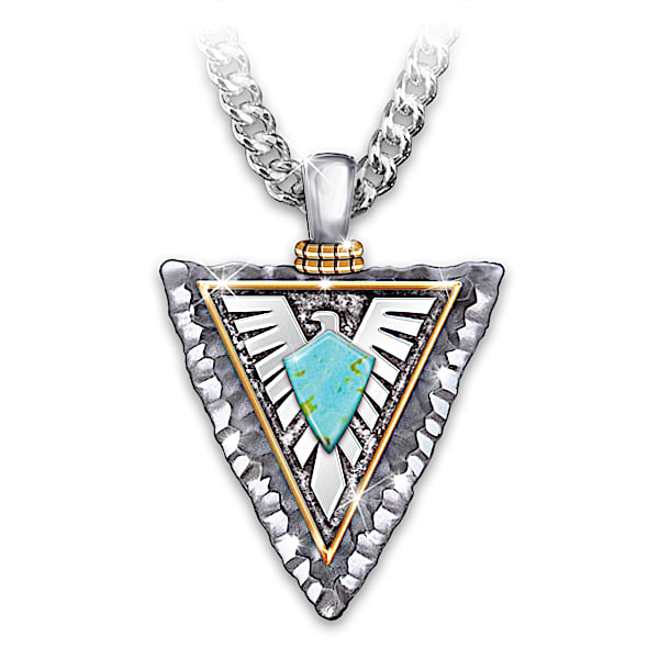 Power Of The West Turquoise Thunderbird Pendant Necklace