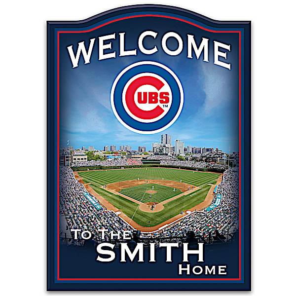 Welcome Sign: Chicago Cubs Personalized Family Welcome Sign