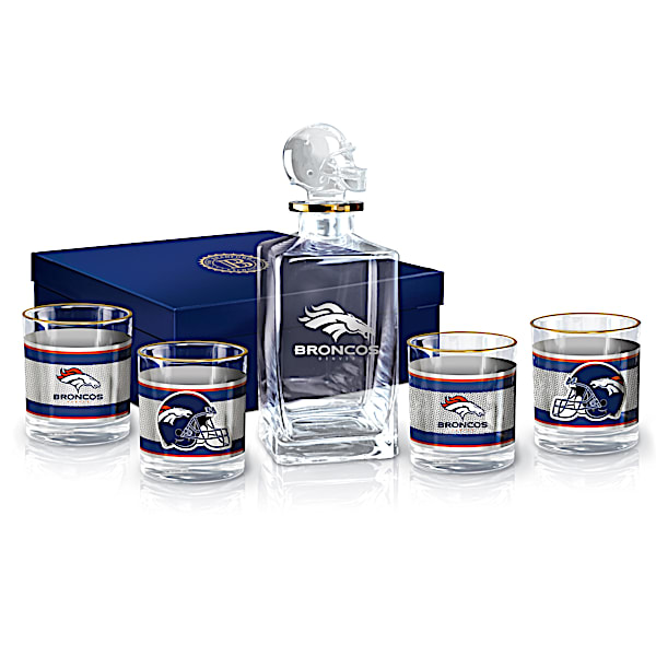 NFL Denver Broncos Five-Piece Decanter Set With Glasses