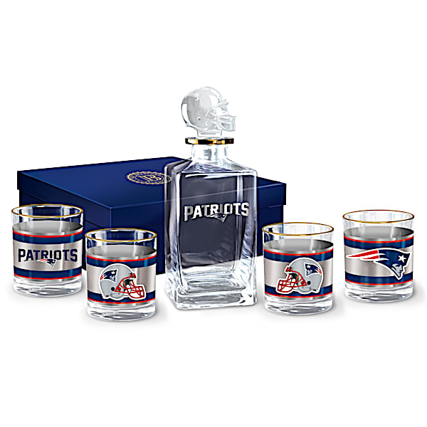 NFL New England Patriots Five Piece Decanter Set With Glasses