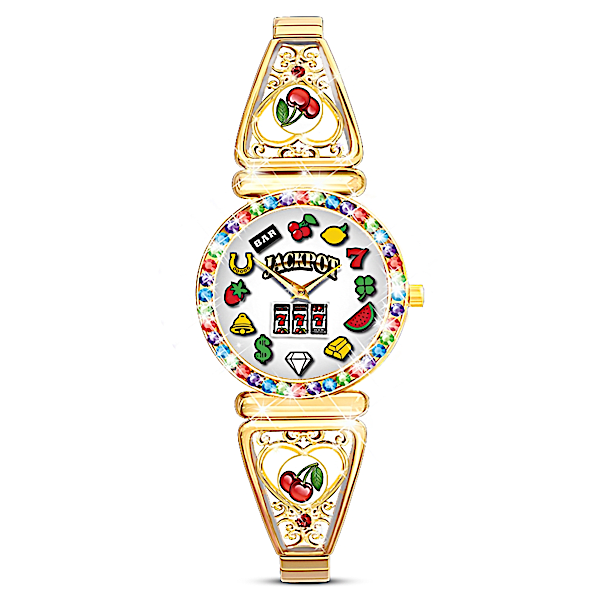 Lucky Jackpot Gold-Tone Filigree-Designed Slot Machine Women's Watch