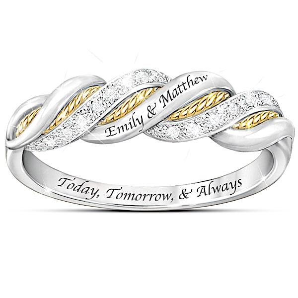 United In Love Personalized Diamond Sterling Silver Women's Ring - Personalized Jewelry