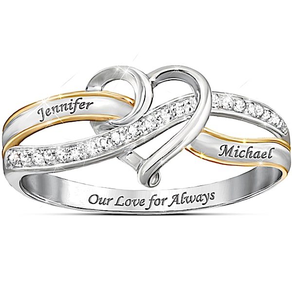 Handcrafted Our Love For Always Personalized Sterling Silver Diamond Ring - Personalized Jewelry