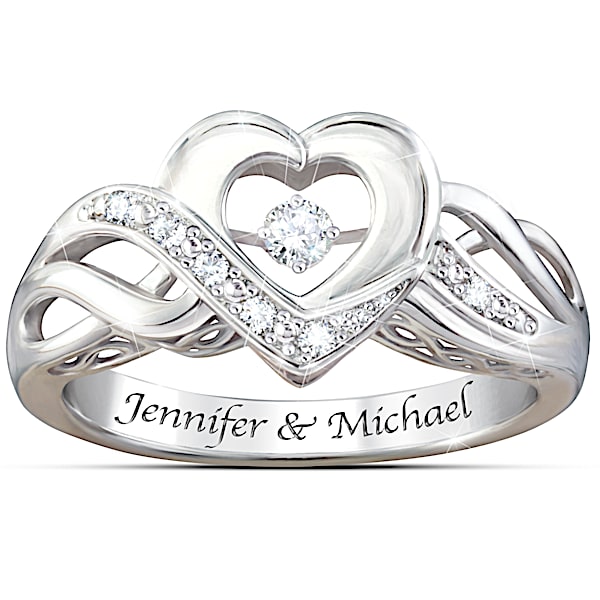 Dance Of Love Personalized Women's Open Heart Diamond Ring - Personalized Jewelry