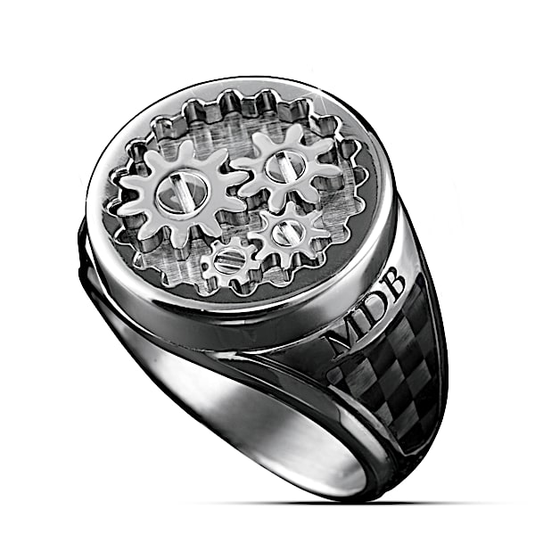 Men's Stainless Steel Gearhead Personalized Ring - Personalized Jewelry