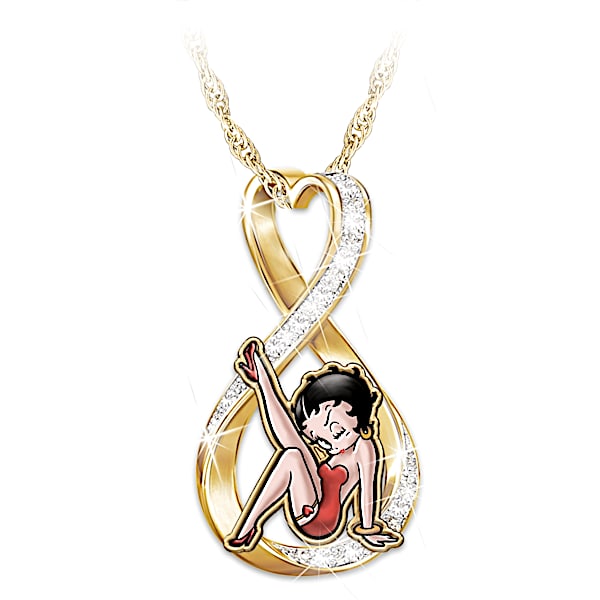 Forever Betty Boop Women's Crystal Pendant Necklace