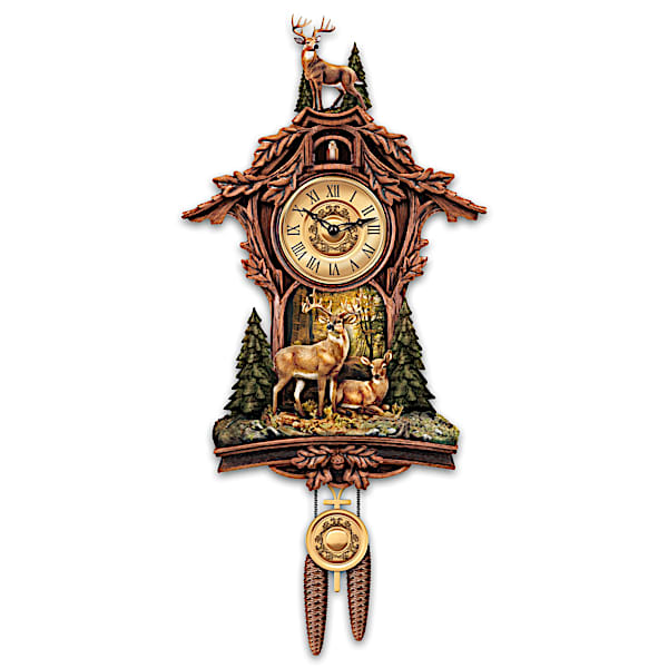 Whitetail Deer Gathering Cuckoo Clock