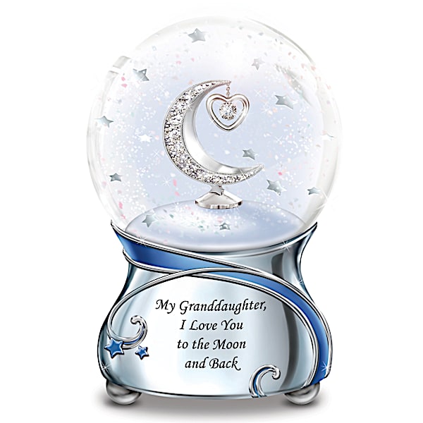 Granddaughter, I Love You To The Moon And Back Musical Glitter Snowglobe