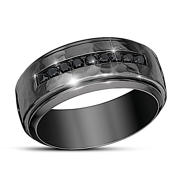 Need For Speed Black Sapphire Men's Stainless Steel Ring