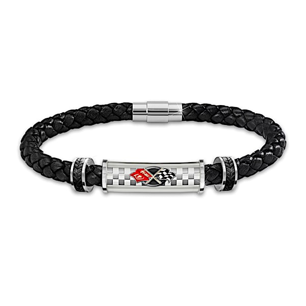 Corvette Logo Leather and Stainless Steel Men's Bracelet: Bradford Exchange