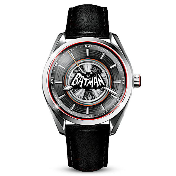 BATMAN Stainless Steel Men's Watch With Black Leather Strap