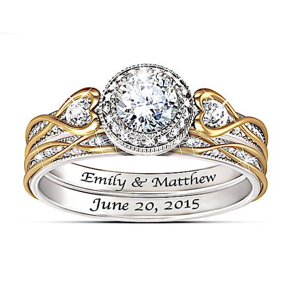 Endless Love Women's Personalized Bridal Wedding Ring Set - Personalized Jewelry