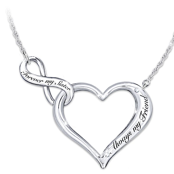 My Sister, My Friend Necklace Engraved Heart Shaped Women's Necklace
