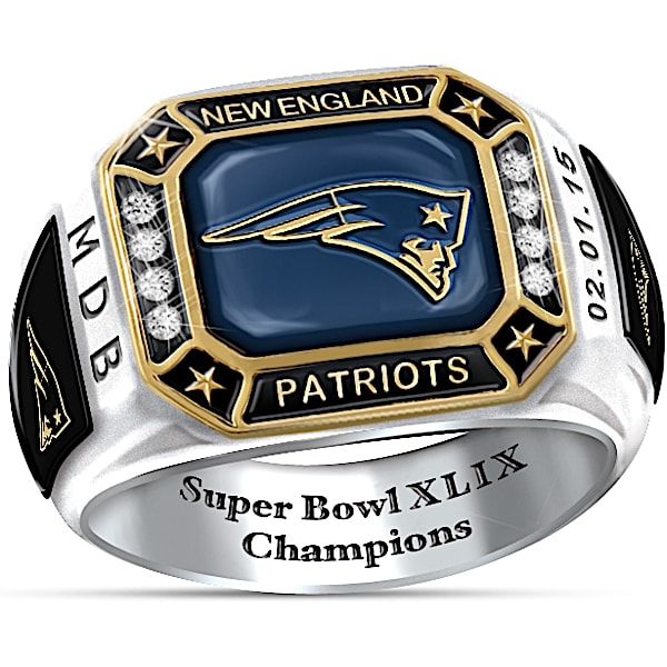 New England Patriots Super Bowl XLIX Champions Patriots Pride Personalized Men's Ring - Personalized Jewelry