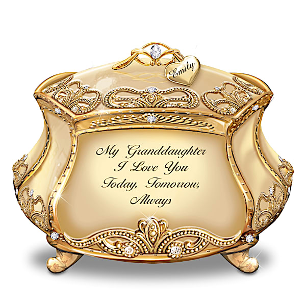 Granddaughter, I Love You Personalized Heirloom Porcelain Music Box