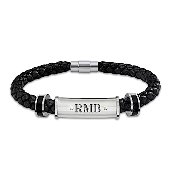 My Son, My Pride, My Joy Personalized Leather And Stainless Steel Bracelet - Graduation Gift Ideas