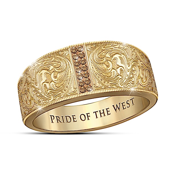 Pride Of The West Heritage Whiskey Diamond Engraved Ring
