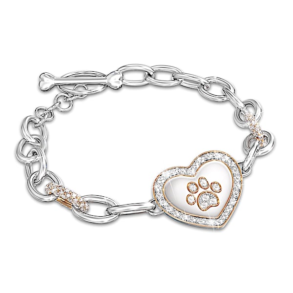 Pet Lover's Crystal Paw Print Women's Bracelet