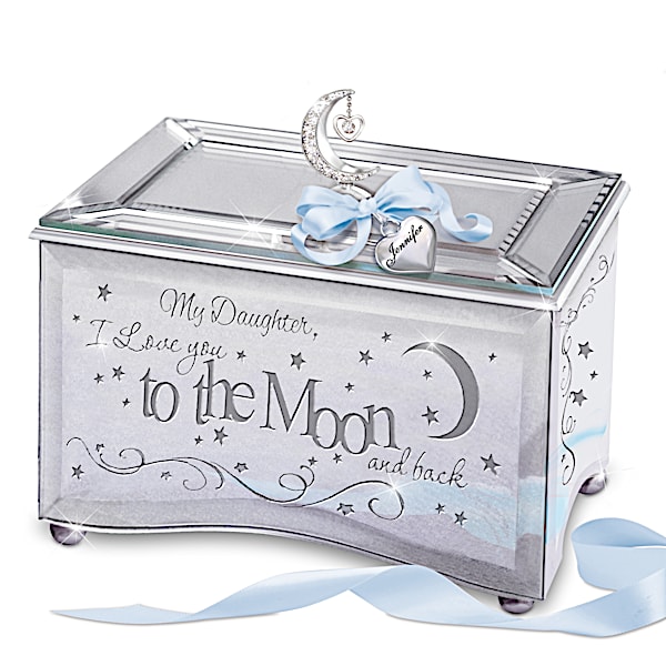 My Daughter, I Love You To The Moon Personalized Mirrored Music Box