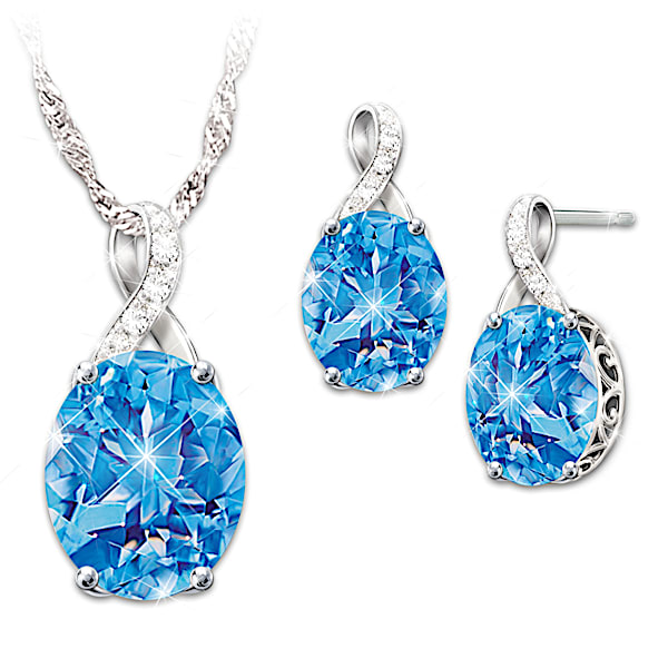Summer Breeze Topaz And Diamond Necklace And Earrings Set