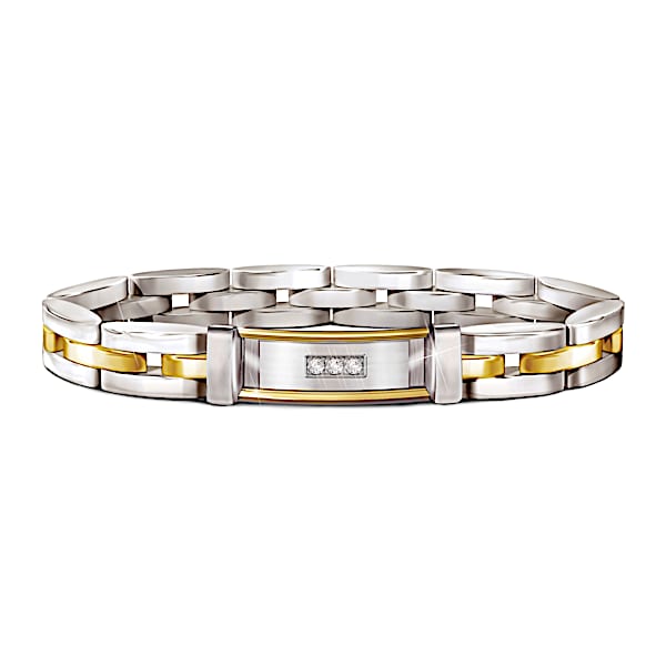 Today, Tomorrow And Always Dear Father Personalized Diamond Stainless Steel Bracelet - Personalized Jewelry