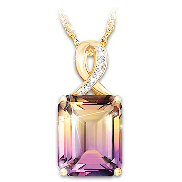 Sunset Oasis Women's Ametrine And Diamond Pendant Necklace