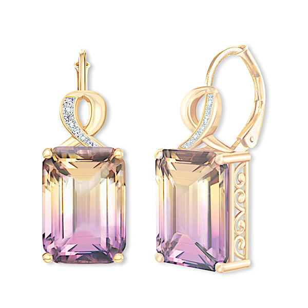 Sunset Oasis 18K Gold-Plated Ametrine And Diamond Earrings