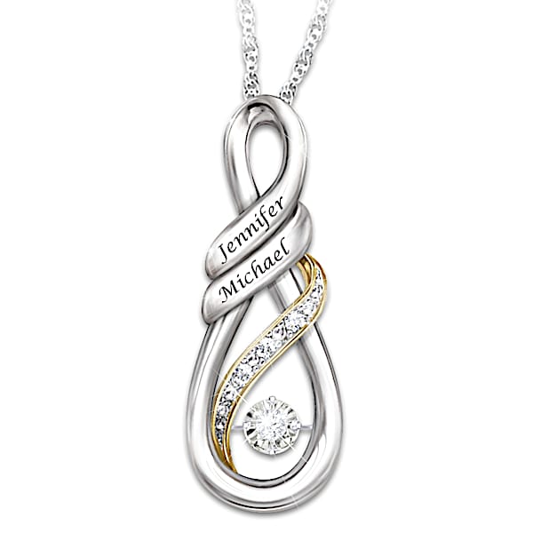 I Love You Brilliant Motions Personalized Diamond Pendant Necklace - Personalized Jewelry