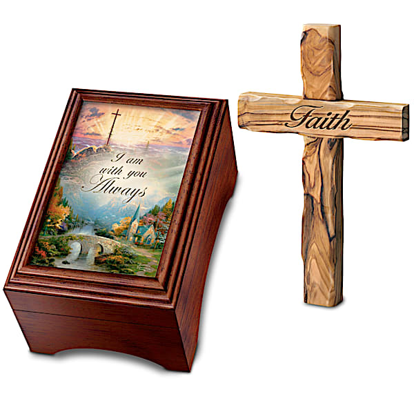 Thomas Kinkade Holy Land Olive Wood Prayer Cross And Keepsake Box