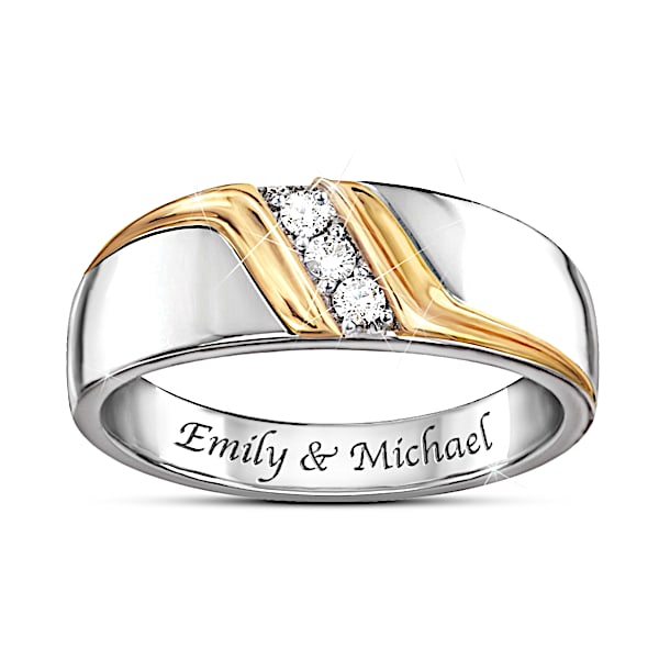 Enduring Love Personalized Men's Sterling Silver Diamond Ring - Personalized Jewelry
