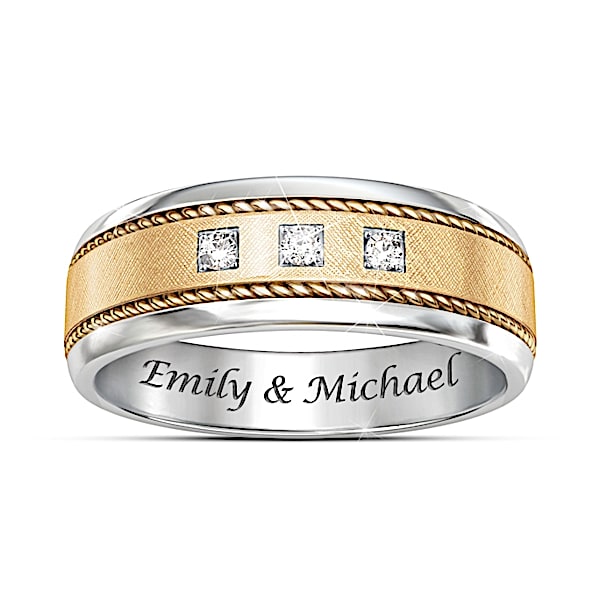 Timeless Love Personalized Men's Two Tone Diamond Ring - Personalized Jewelry