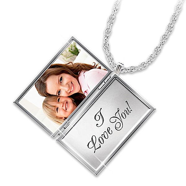 Love Note For My Daughter Sterling Silver Plated Personalized Photo Upload Locket Pendant Necklace Featuring An Unique Envelope