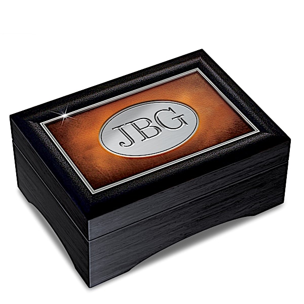 Son's Personalized Leather-Textured Keepsake Box - Graduation Gift Ideas