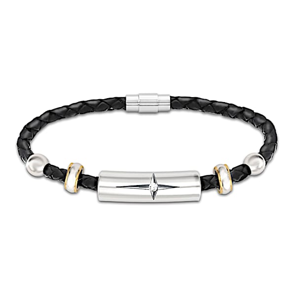 Protection And Strength For My Daughter Diamond Leather Bracelet - Graduation Gift Ideas