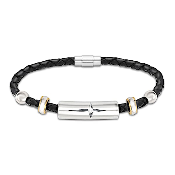 Protection And Strength For My Daughter Diamond Leather Bracelet - Graduation Gift Ideas