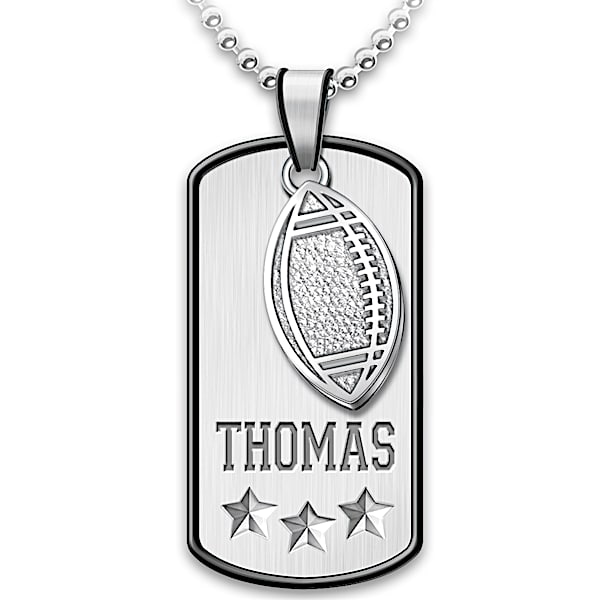 Sports Star Personalized Stainless Steel Grandson Pendant Necklace - Personalized Jewelry
