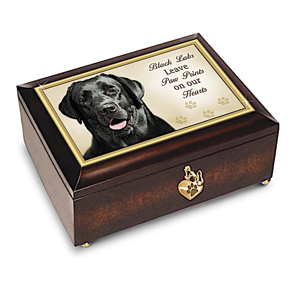 Black Labs Leave Paw Prints On Our Hearts Music Box