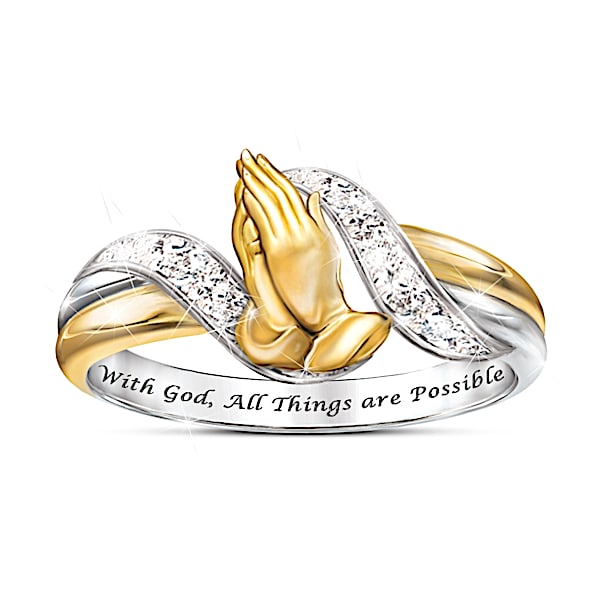 Faith's Embrace Praying Hands Diamond Ring